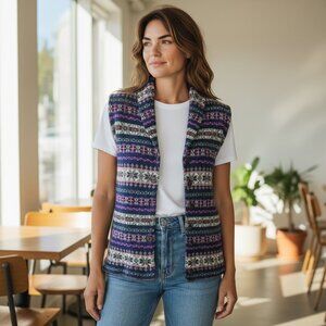 CHAPS Denim Ralph Lauren Knit Fair Isle Nordic Sweater Vest Sz 1X #237E